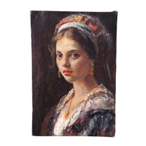 UNIDENTIFIED SIGNATURE, Portrait of a Woman with Headscarf and Jewelry