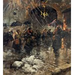 ANONIMO, Street with figures and carriages