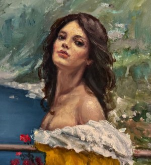 SALVATORE TESTA, Porträt einer jungen Frau an der Küste - Salvatore Testa