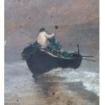 Oscar Ricciardi, Seaside view with a boat - Oscar Ricciardi