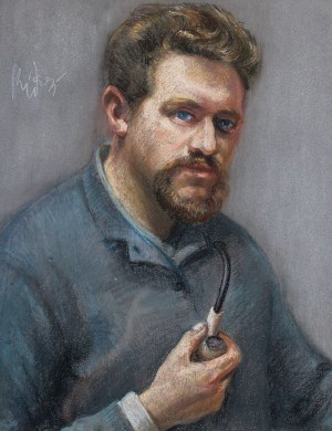 Józef KIDOŃ, PORTRET MĘŻCZYZNY Z FAJKĄ