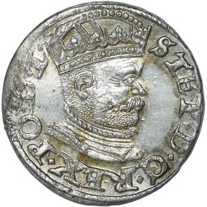 Stefan Batory, trojak 1586, Riga, small head