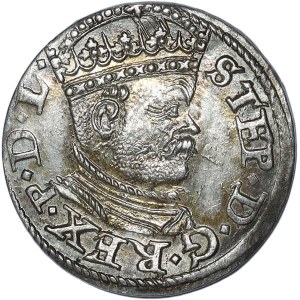Stefan Batory, Trojak 1586, Riga, kleiner Kopf