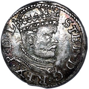 Stefan Batory, trojak 1586, Riga, malá hlava