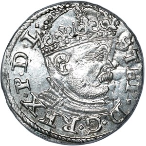 Stefan Batory, trojak 1586, Riga, testa grande