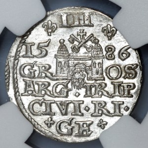 Stefan Batory, trojak 1586, Riga, small head