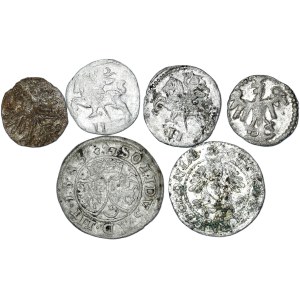 Set of 6 pieces of old Polish coins