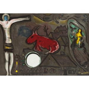 Marc Chagall (1887 Lozno near Vitebsk-1985 Saint-Paul de Vence), Mystical crucifixion from the album Derierre le Miroir, 1950