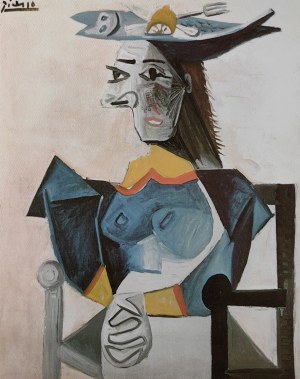 Pablo Picasso (1881-1973), Kobieta w rybim kapeluszu