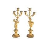 PAIR OF CANDLESTICKS, CHINESE MOTIFS