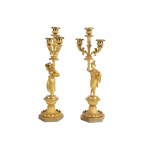 PAIR OF CANDLESTICKS, CHINESE MOTIFS