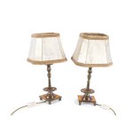 PAIR OF TABLE LAMPS, BRONZE BASE