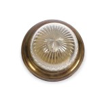 CEILING LAMP, BRASS WITH CUT GLASS SHADE