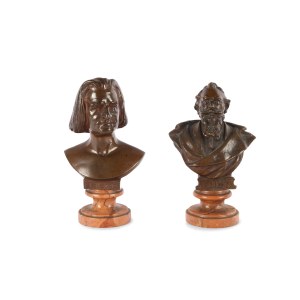 PAIR OF BRONZE BUSTS, AROUND 1900