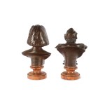 PAIR OF BRONZE BUSTS, AROUND 1900
