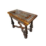 FOLDING PLAY TABLE TABLE, WITH PEWTER INLAYS