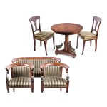 EMPIRE STYLE SEATING SET, WOOD, BRONZE APPLICATIONS