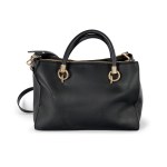LIU JO HANDBAG, BLACK FAUX LEATHER WITH DECORATION ON THE FRONT