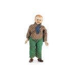 MALE DOLL WITH CLOTHING, AROUND 1900