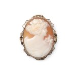 SHELL CAMEO BROOCH, ART NOUVEAU