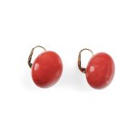 PAIR OF EARRINGS, CORAL