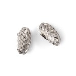 PAIR OF EXCLUSIVE EARRINGS, 18 KT WHITE GOLD
