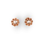 PAIR OF STUD EARRINGS, 14 KT YELLOW AND ROSE GOLD