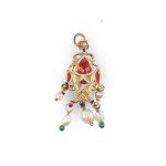 RARE RENAISSANCE PENDANT, YELLOW GOLD WITH PEARLS AND ENAMEL