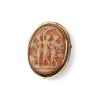 PENDANT OR BROOCH, SHELL CAMEO "THE THREE GRACES"