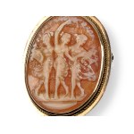 PENDANT OR BROOCH, SHELL CAMEO "THE THREE GRACES"