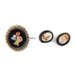 BUNDLE, PAIR OF CUFFLINKS & BROOCH