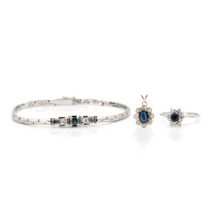 Jewelry set with brilliant-cut sapphires