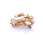 Opal pearl brooch