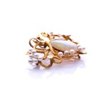Opal pearl brooch