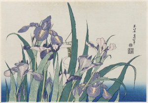 Katsushika Hokusai (1760-1849), Irysy i świerszcz, wyd. Adachi, Tokio/Japonia, 1972 r.