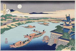 Katsushika Hokusai (1760-1849), Księżyc nad rzeką Yodo, z serii: Śnieg, księżyc i kwiat, wyd. Adachi, Tokio/Japonia, 1972 r.