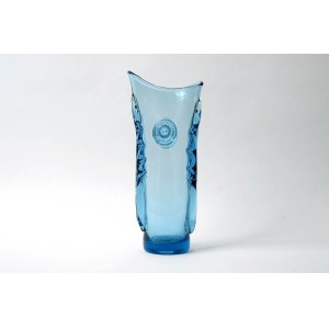 Glass vase in blue color