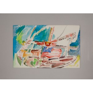 Stefan DOUSA (b. 1945), Lodz with an American flag, 1988