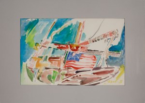 Stefan DOUSA (ur. 1945), Łódź z amerykańską flagą, 1988