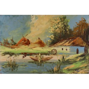 Malarz NIEOKREŚLONY (XX w.), Chata nad jeziorem, 1975