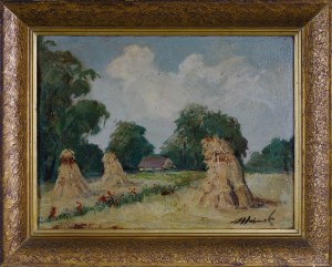Stanisław HABROWSKI (1914 - 2007), Krajobraz ze snopkami siana