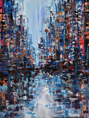 Mariola Świgulska, Blue city in the rain, 2025