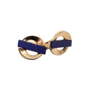 Gold-plated cufflinks with blue eyelet