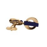 Gold-plated cufflinks with blue eyelet
