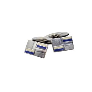 Cufflinks with blue and white stripes