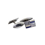 Cufflinks with blue and white stripes