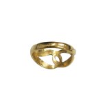Gold-plated ring in the form of a knot