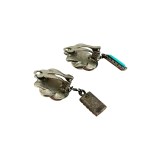 Boucles d'oreilles en argent avec turquoise et perles (925)