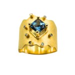 Silver gold-plated ring with zircons, unique, MMArte