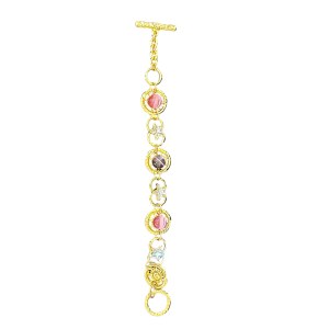 Gold-plated vintage bracelet with colored stones